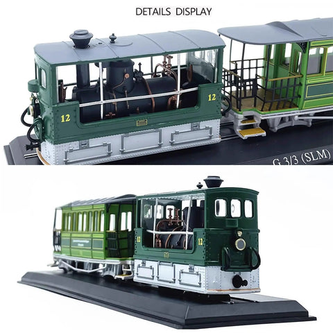 1/87 Scale Swiss G3-3 Rail Tram Vintage 1894 Steam Locomotive Model With Display Base, Plastic Collectible