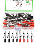 50 Piece 52mm 2 Inch Metal Alligator Clips Set Red And Black Color Coding For Electrical Testing And Soldering Tools Household Clamp Kit With Storage Box