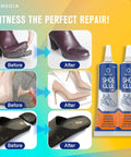 Heavy Duty Shoe Glue Repair Kit With 15ML X2 Adhesives, waterproof and flexible, shown fixing heels and sandals