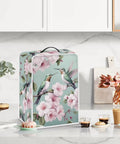 Real Deal Retro Green Hummingbird Plumeria Coffee Machine Covers Waterproof Polyester, decorative with flowers and birds.