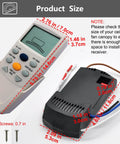 Thermostatic Ceiling Fan Remote Kit With LCD Temp Display, 3 Speed Control, Receiver And Timer dimensions shown with components