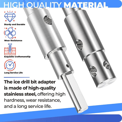 Two Stage Auger Adapter Conversion Kit For Your Drill Turns One Half Inch Hand Drills Into Ice Augers And Fits Auger Shafts With Three Quarter And Seven Eighths Inch Inner Diameter DIY Friendly Ideal For Ice Fishing And Garden Planting showing stainless steel build with features