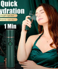 Woman using Portable Oxygen Facial Nano Mist Sprayer For Deep Hydration And Anti Aging 10X Penetration Nano Atomization device