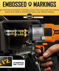 Versatile 9-Piece Impact Socket Adapter And Reducer Set For 1/4, 3/8, 1/2, And 3/4 Inch Drives installed on power drill