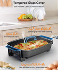 Medley XL Digital Electric Skillet Family Size Griddle With Glass Lid 100 To 425F Precision Heating 7 Qt Portable Hot Plate