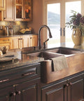 Kitchen featuring Six Pack Antique Copper Drawer Knobs Set Zinc Alloy Cabinet Hardware Vintage Style Pulls, visible on dark cabinets