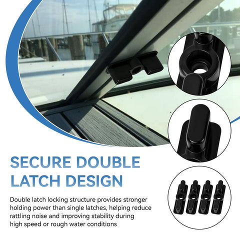 Boat Windshield Double Latch Kit For Marine Doors And Hatches Twist Lock Replacement, Nylon Clips, Secure Window Mounts