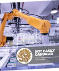 Industrial robot arm assembling with Grease Fitting All-In-One Kit With 60 Pieces for maintenance displayed in overlay.