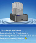 V8 Body Camera Charging Dock And 3-In-1 Station With Live Led Indicators, featuring a gray battery and USB port.