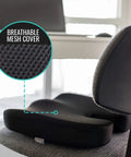 Upgraded Memory Foam Coccyx Cushion For Office Chair And Driving Tailbone Pain Relief Ergonomic Seat Pad with breathable mesh cover.