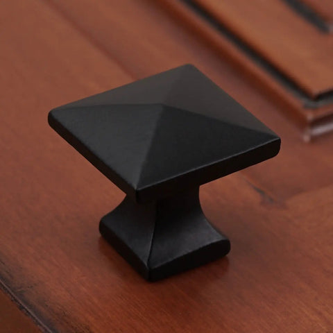 Heavy Duty Modern Square Cabinet Knob 1 1/4 Inch Solid Cast Iron Pack Of 10 Rustic Black Rust Resistant Hardware with screws