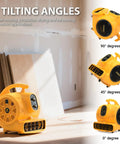 Heavy Duty Floor Blower Beast With 1100 CFM 1/4 HP 200W 115V For Carpet Drying And Water Damage Restoration, shown at different tilting angles.