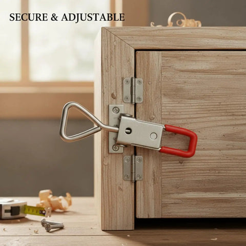 Adjustable Stainless Steel Toggle Latch Quick Release Draw Clamp on wooden cabinet door