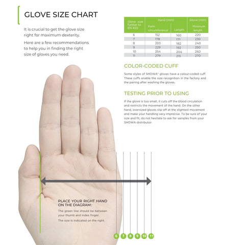 Glove size chart for Insulated Latex Coated Work Gloves With Rough Grip For Winter Construction And Outdoor Tasks guide