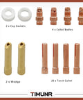 All In One TIG Welding Torch Repair Kit With Stubby Gas Lens Alumina Nozzles Glass Cups For WP 17 18 26 parts display