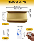 Gold Adhesive Edge Finger Pulls for Cabinets with screws and adhesive pads, 3.15 inch length, product dimensions included