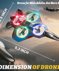 Remote Control Planes For Kids And Adults, Foam RC Airplanes With 360 Degree Flip showing dimensions in flight.