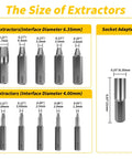 Diagram of 33 Piece Screw Extractor And Bolt Remover Kit With HSS Drill Bits Magnetic Extension Bit Holder Easy Out Removers
