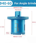Front view MiJunHD blue diamond core drill bit with M10 thread; double-layer brazed hole saw for porcelain tile