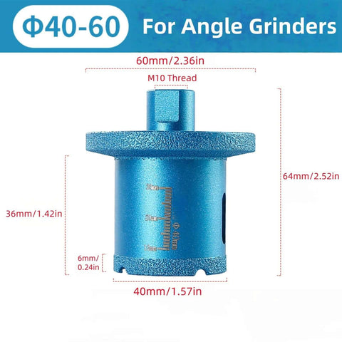 Front view MiJunHD blue diamond core drill bit with M10 thread; double-layer brazed hole saw for porcelain tile