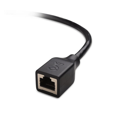 Close-up of Two Pack 10Gbps Shielded Cat6 Ethernet Extension Cables, 6 Feet Each, featuring durable port saver for gaming and streaming.