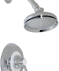 Polished chrome Rite-Temp Shower Valve Trim With Lever Handle And 2.5 GPM Showerhead, ADA Compliant Metal Lever, wall-mounted
