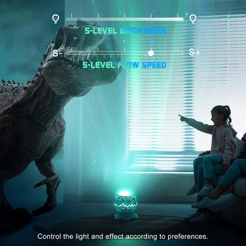 3 In 1 Aurora Night Light Projector With 33 Light Effects Bluetooth Speaker White Noise And Remote Control Dinosaur Egg Theme