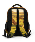 Back view of Sunset Farm Highland Cow Printed Unisex Backpack Large Capacity Dope Durable Polyester Fabric Breathable Comfort