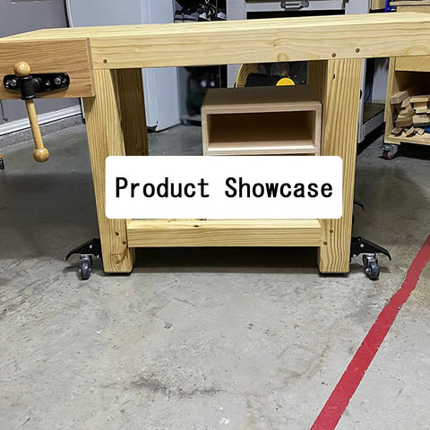 Heavy Duty Retractable Workbench Casters Kit With Smooth Rolling Polyurethane Wheels And No Jiggle Adjustable Leveling Glides for sturdy workbench support.