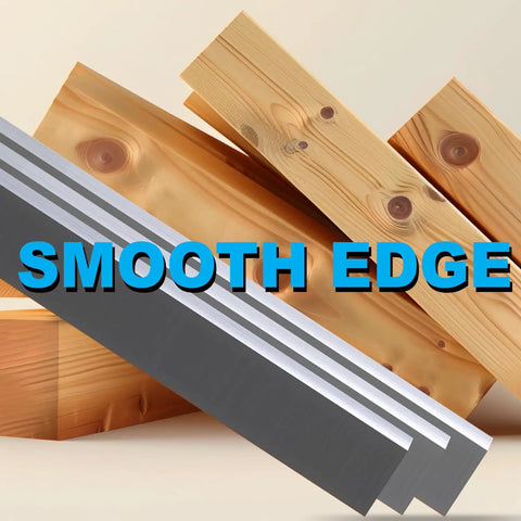 Built Tough Replacement Planer Blades For 8 Inch Thickness Planers High Speed Steel Knives With Killer Edge For Knockout Woodworking Performance And Daily Shop Grind Three Pack with smooth edges beside wood planks.