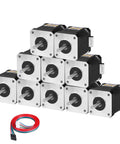 10 Pack Nema 17 Stepper Motors 2 Phase 1.8 Degree High Torque Bipolar Kit For 3D Printers CNC Machines And DIY Maker Robots, motors stacked.