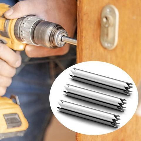 3-Piece 3/8 Inch Screw Extractor Set for Removing Stripped and Broken Screws Fast, Easy Out Tool Kit in use on a door