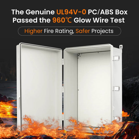 Outdoor Electrical Box Heavy-Duty Weatherproof Junction Enclosure 24.2x16.4x9.1 Inches Waterproof IP66 PC ABS Alloy Plastic UL94-V0