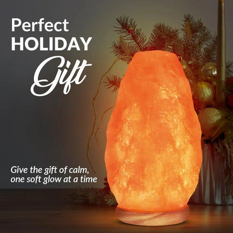 Himalayan Salt Lamp USB Powered With Touch Dimmer Natural Pink Crystal 5 To 7 Lbs Neem Wood Base LED Bulb ETL Certified