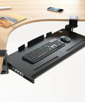 Under Desk Keyboard Tray With 60 Degree Swivel Clamp And Height Adjustment For Corner Desks, 25.6 By 11.8 Inch Platform
