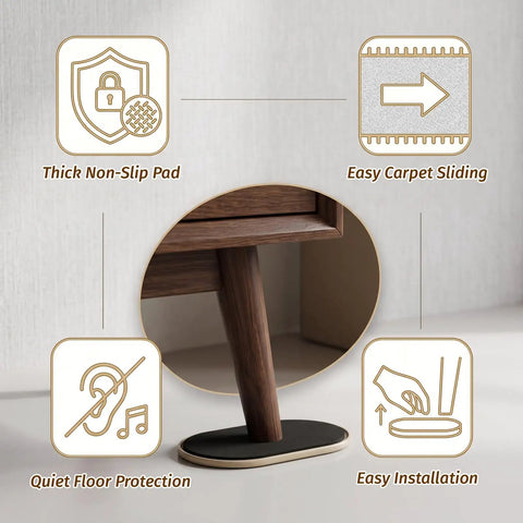 Image showing Eight Pack Heavy Duty Furniture Sliders For Carpet And Hardwood Flooring Featuring A Thick Cushioned Buffer with non-slip pad and easy sliding features.