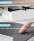 Spacious Under Desk Drawer Featuring Silky Slide Out Rails And A Rock Solid Side Lock Heavy Duty White Steel Organizer with felt protection.