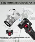 All In One Portable Camera Tripod And Flexible Phone Stand With Cold Shoe Mount For iPhone And Most Cameras, gearwheel setup with DSLR.