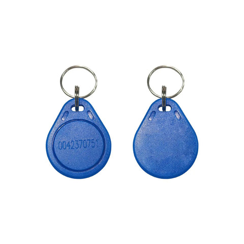 Blue RFID key fobs for door access control, 125KHz read-only EM ID cards with unique preprogrammed IDs.