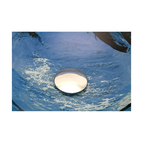 Close-up of Sick Dope Blue Dolphin Tempered Glass Round Vessel Sink For Countertop Bathroom with ocean-themed design.