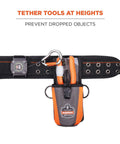 Retractable Tool Lanyard With Locking Carabiner For Belt Or Harness, Gray, ANSI ISEA 121-2018 Certified, attached to tool belt