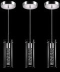 Bubble Glass Crystal Pendant Lights 3-Pack For Kitchen Island with brushed nickel finish on black background