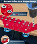 Two In One Cabinet Hardware Jig That Doubles As A Shelf Pin Drilling Guide With All Metal Self Contained Clamps 11 hole guide