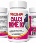 Front and side view of Pigeon Calcium Bone D3 Supplement with Vitamin D3 and Collagen, 100 tablets bottle.
