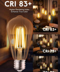 12 Pack Vintage LED Edison Bulbs 6W Like 60W Old School Filament Glow With CRI 80 Plus E26 Base Non Dimmable Clear Glass Warm White