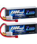 Two 4S 14.8V 3300mAh 100C Soft Pack LiPo Batteries with T Plug for RC airplanes, helicopters, boats, and drones