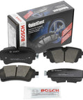 Bosch QuietCast rear ceramic brake pad set, four-piece kit with packaging box