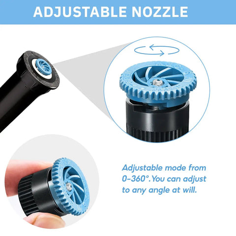 Adjustable blue nozzle for 24 Piece Variable Arc Nozzles Replacement Pop Up Sprinkler Heads for precise watering.
