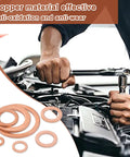 Mechanic using 200 Pcs Copper Oil Drain Plug Gasket Set With M5 M6 M8 M10 M12 M14 Crush Washers on car engine