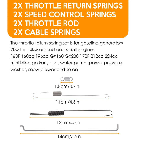 36 Pack Throttle Springs Kit For Honda Briggs And Stratton Small Engines And 2kW To 4kW Generators with springs and rods